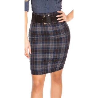 Elegant ladies square pencil skirt with belt navy