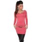 Fine-knitted ladies glamour long sweater with lace coral