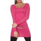 Glamour Damen Feinstrick-Longpullover mit Spitze Pink Einheitsgröße (34,36,38)