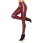 Sexy Thermo Glanz Leggings mit Futter Wetlook Bordeaux