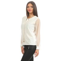 Elegantes Damen Langarm-Shirt mit Kette und Perlen...