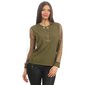 Elegant ladies long-sleeved shirt with chainlet and pearls olive