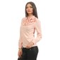 Long-sleeved ladies blouse with flounces and pearls apricot