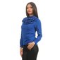 Elegante Damen Langarm-Bluse mit Volants und Perlen Royal Blau
