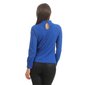 Elegante Damen Langarm-Bluse mit Volants und Perlen Royal Blau