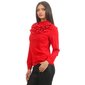 Elegante Damen Langarm-Bluse mit Volants und Perlen Rot