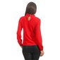 Long-sleeved ladies blouse with flounces and pearls red