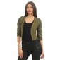 Eleganter Damen 3/4 Arm Bolero mit feiner Spitze Olivgrün