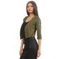 Eleganter Damen 3/4 Arm Bolero mit feiner Spitze Olivgrün