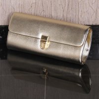 Elegant glamour ladies clutch handbag shiny gold