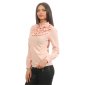Elegante Damen Langarm-Bluse mit Volants und Perlen Aprikot Einheitsgröße (34,36,38)