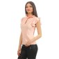 Short-sleeved ladies blouse with frilly collar and pearls apricot Onesize (UK 8,10,12)