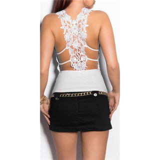 Sexy strappy top with embroidery white