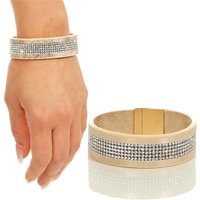 Ladies glamour party rhinestone armlet faux leather gold