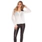 Elegant ladies long-sleeved chiffon blouse with lace white