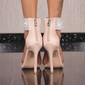Glamorous ladies velour sandals with rhinestones beige