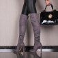 Sexy hochhackige Damen Overknee-Stiefel aus Samt Grau