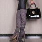 Sexy ladies high heel overknee boots made of velvet grey
