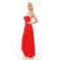 Floor-length cocktail evening dress with chiffon veil red