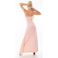 Floor-length cocktail evening dress with chiffon veil apricot