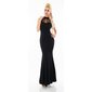 Glamorous divalike gala evening dress with chiffon black UK 14 (L)
