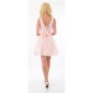 Short womens A-line ball gown with tulle and lace pink