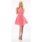Short A-Line evening dress ball gown with tulle and lace coral
