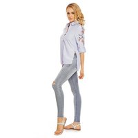 Elegant ladies long-sleeved blouse striped blue-white