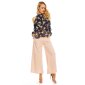 Ladies long-sleeved pleated blouse made of chiffon navy