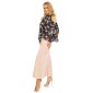 Ladies long-sleeved pleated blouse made of chiffon navy