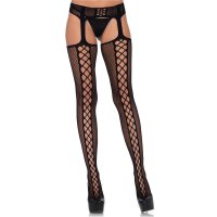 Leg Avenue net nylon stockings with garter belt &...