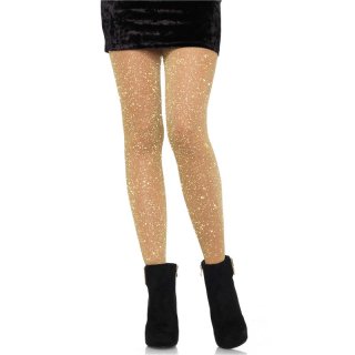 Sexy Leg Avenue nylon tights pantyhose with glitter gold Onesize (UK 8,10,12)