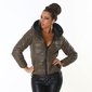 Light quilted jacket with zipper and hood olive-green