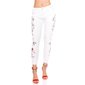 Skinny ladies stretch jeans with flowers at the sides white