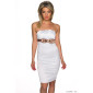 Edles Satin Bandeau Kleid Etuikleid Abendkleid Weiß 34 (S)