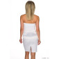 Edles Satin Bandeau Kleid Etuikleid Abendkleid Weiß 40 (XL)