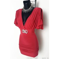 Elegant mini dress with rhinestone buckle dark fuchsia UK 8/10 (S/M)