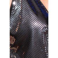 Sexy party club mini dress with deep neckline black/silver Onesize (UK 8,10,12)