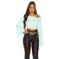 Sexy Damen Latina Chiffon Crop Top bauchfrei Mintgrün