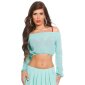 Sexy womens belly chiffon crop top Latina style mint green