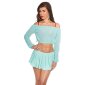 Sexy womens belly chiffon crop top Latina style mint green