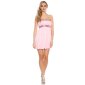 Süßes Babydoll Bandeau Minikleid mit Pailletten Rosa