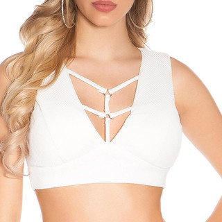 Sexy womens bustier top with V-neck white
