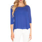 Elegant womens chiffon blouse with half-length sleeves blue