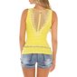 Sexy womens fine rib tanktop with button facing yellow