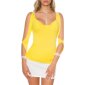 Elegant womens long-sleeved shirt with rhinestone look yellow