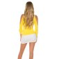 Elegant womens long-sleeved shirt with rhinestone look yellow