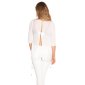Elegante Damen Chiffon Bluse mit halblangen Ärmeln Weiß 36 (S)