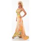 Floor-length one-shoulder flower maxi dress orange