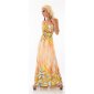 Floor-length one-shoulder flower maxi dress orange